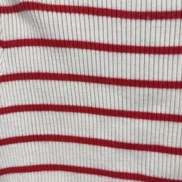Callahan Revolve White Red Striped Short Sleeve Turtleneck Cropped Sweater Sz S - Picture 3 of 6
